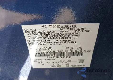 2013 Ford Taurus Limited from USA, damaged, VIN 1FAHP2F8XDG131043
